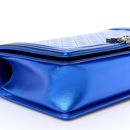 Chanel Metallic Patent Quilted New Medium Boy Flap Blue 9 of 10