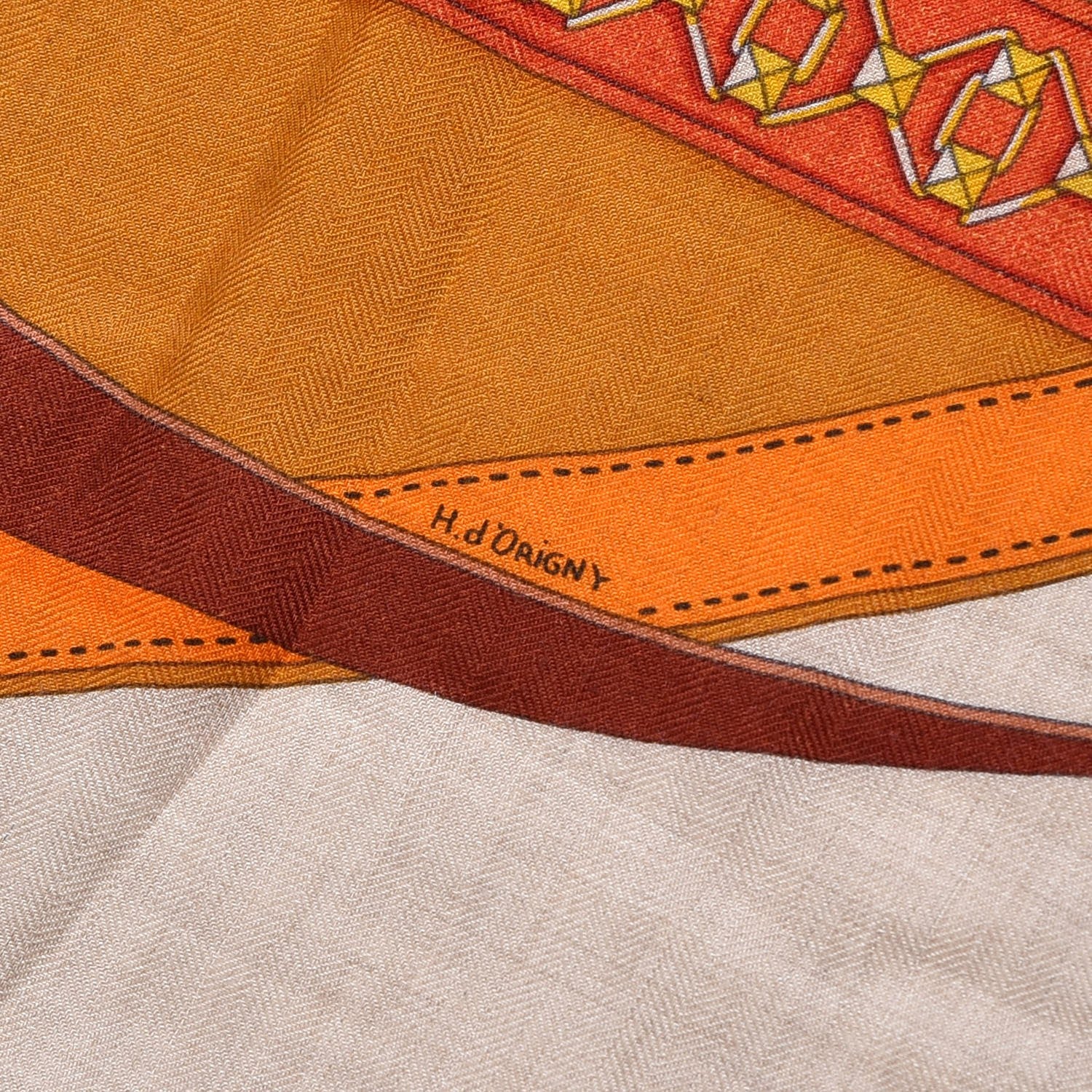 Hermes Cashmere Silk La Promenade Du Matin Shawl 140 Orange Naturel Ocre 5 of 7