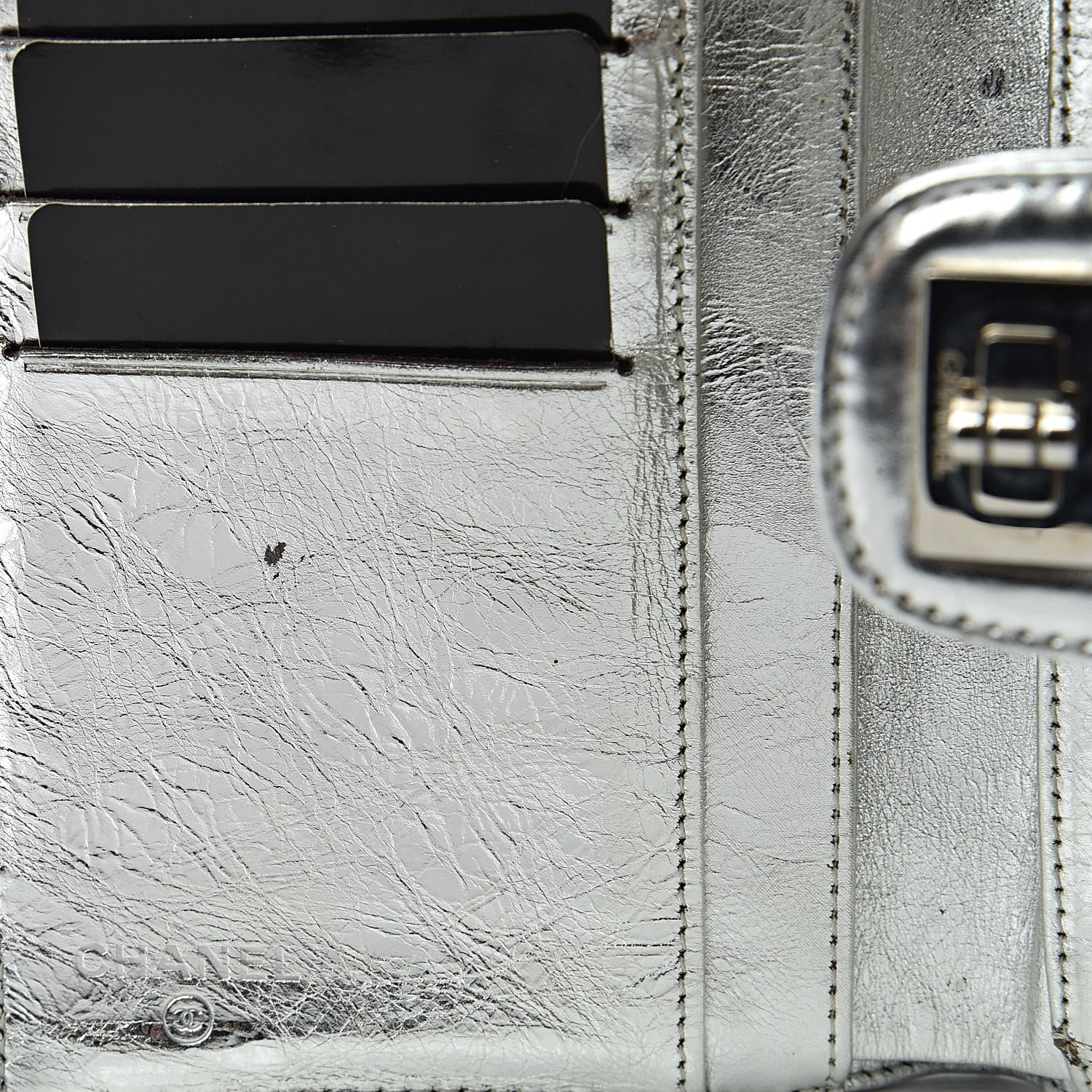 Chanel Metallic Aged Calfskin Quilted Reissue Long Flap Wallet Light Silver 10 of 16