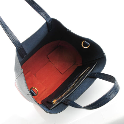 Celine Grained Calfskin Small Vertical Bi-Cabas Navy Red Ochre 5 of 10
