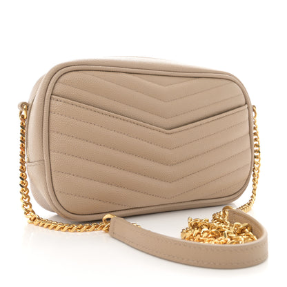 Saint Laurent Grain De Poudre Matelasse Monogram Mini Lou Camera Bag Dark Latte 3 of 11