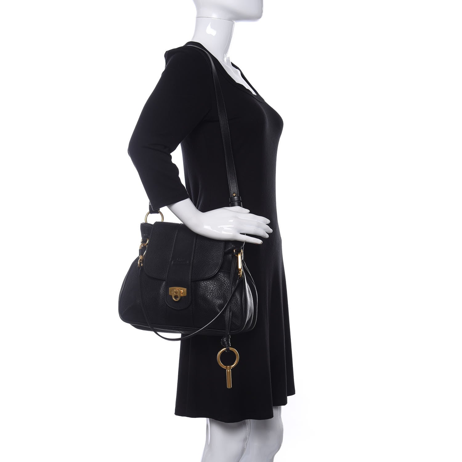 Chloe Grained Lambskin Calfskin Small Lexa Shoulder Bag Black 2 of 9