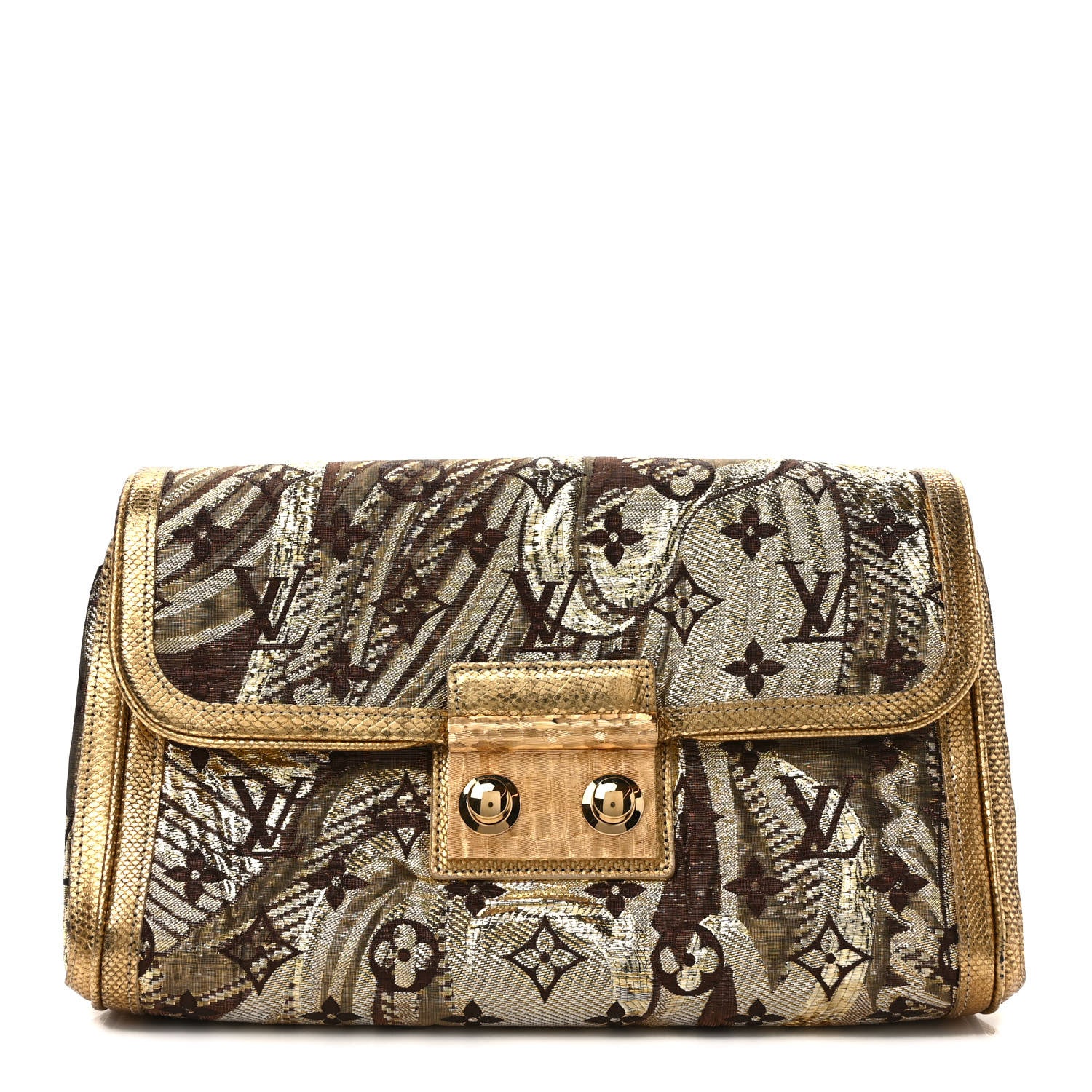 Louis Vuitton Monogram Brocade Thalie Clutch Gold 1 of 6