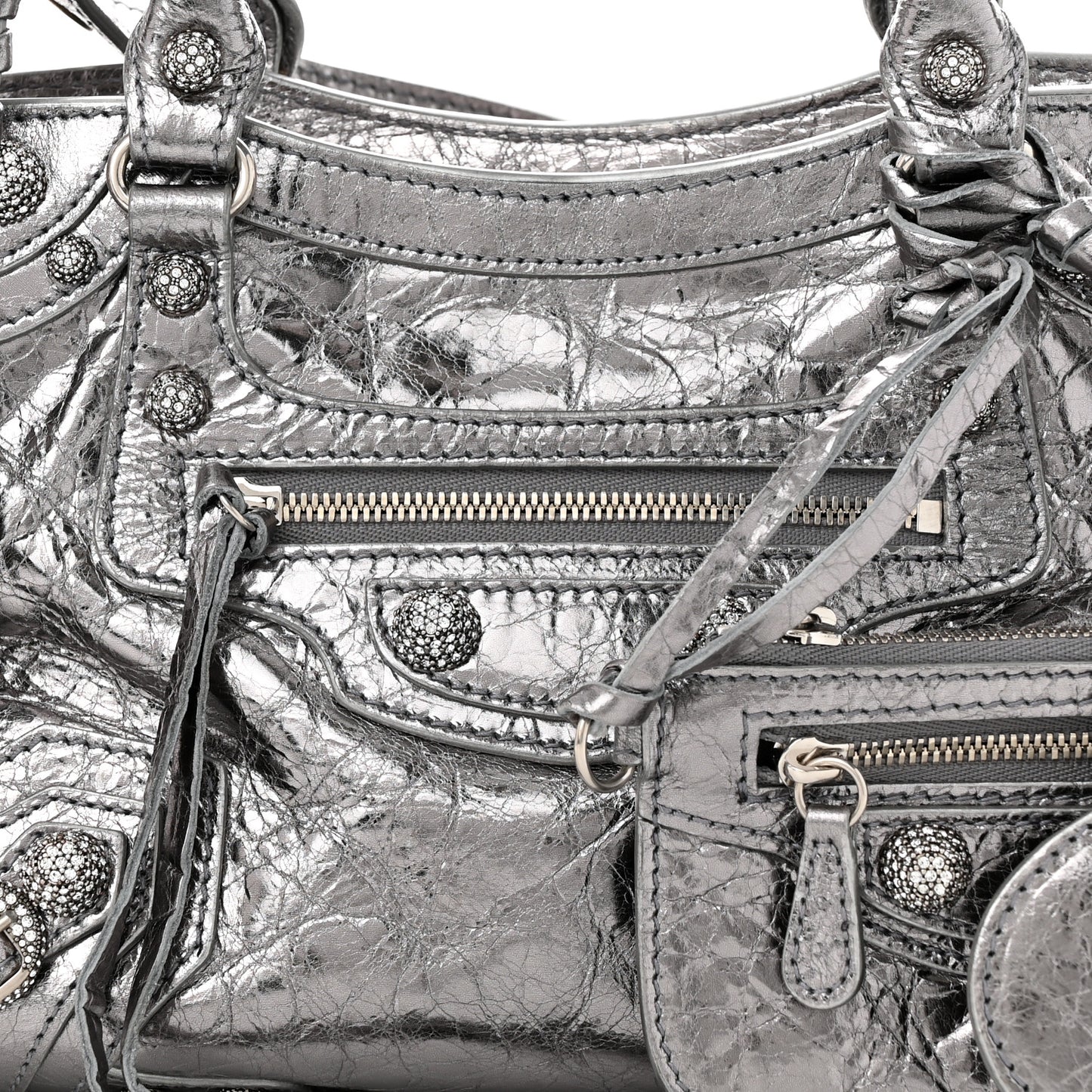 Agneau Arena Crystal Neo Cagole Handbag XS Silver