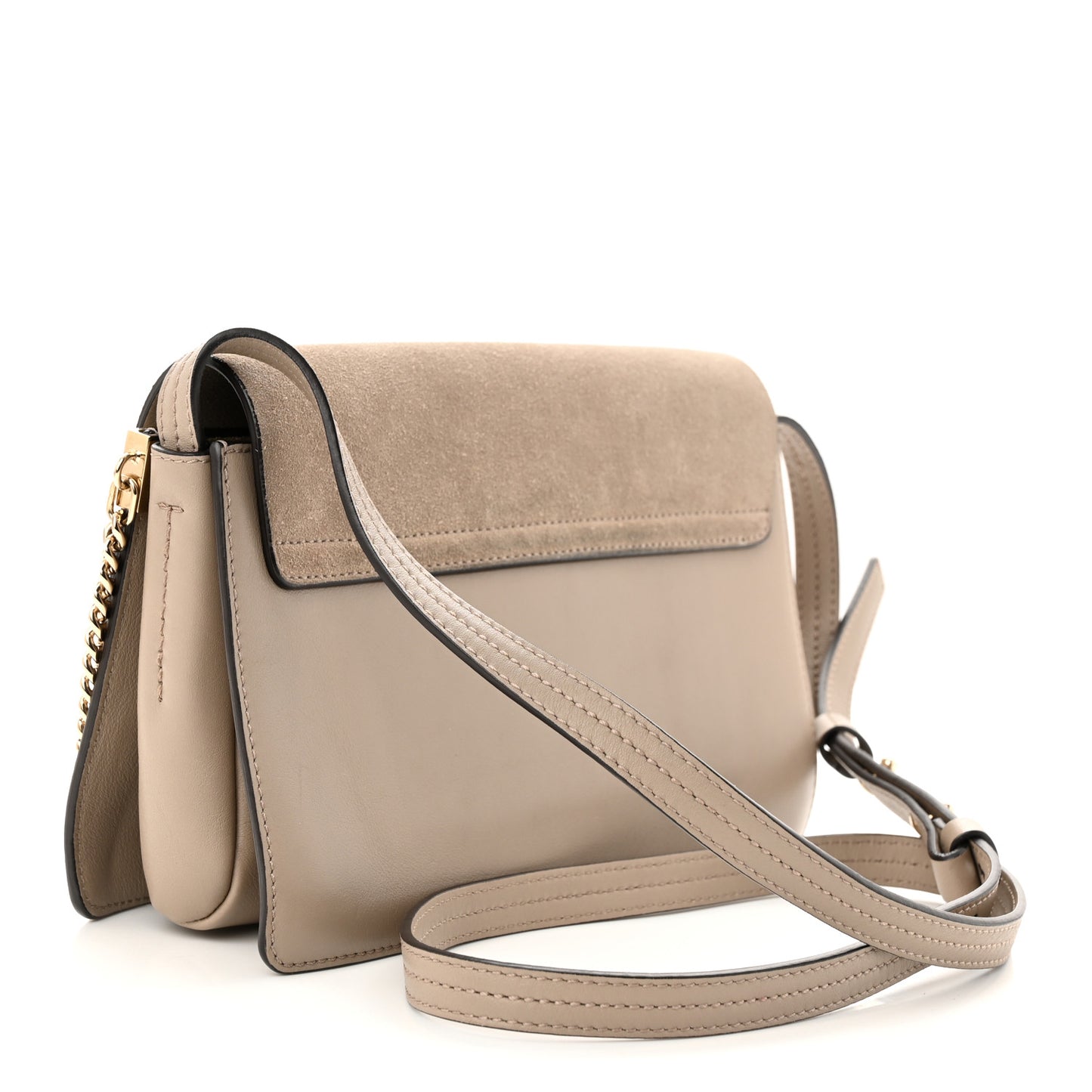 Suede Calfskin Small Faye Shoulder Bag Motty Grey