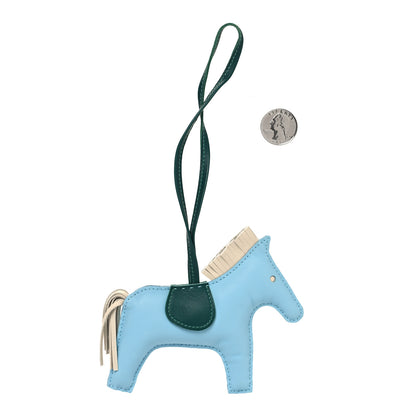 Hermes Milo Lambskin Grigri Rodeo Horse Bag Charm MM Celeste Malachite Craie 2 of 4
