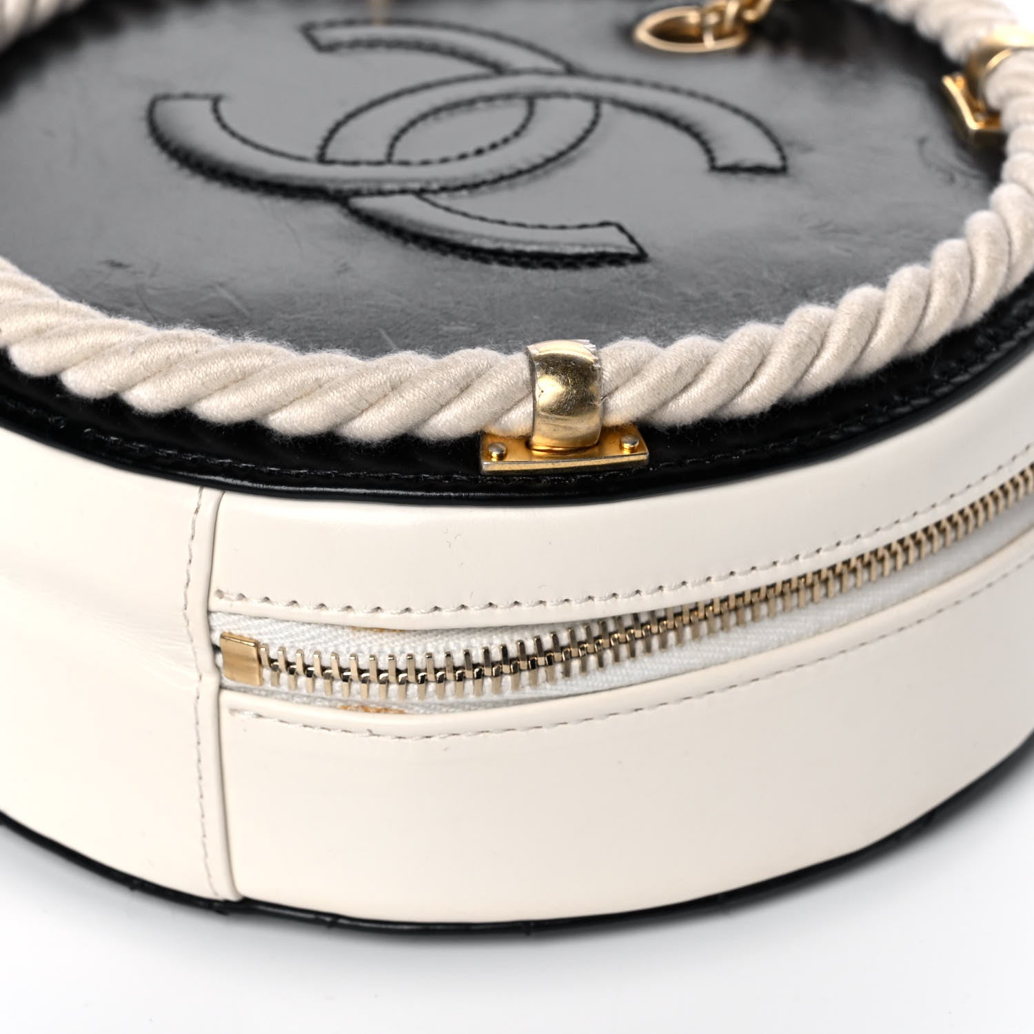 Chanel Crumpled Calfskin Cotton Small En Vogue Round Bag Black 10 of 10