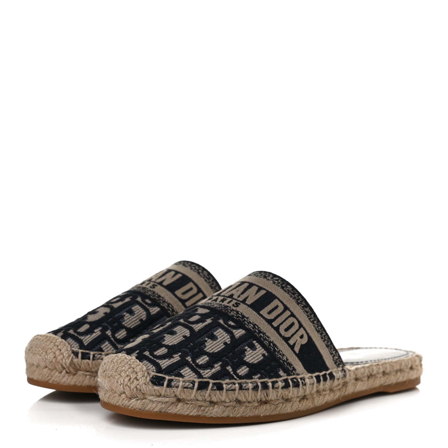 Christian Dior Oblique Embroidered Granville Espadrille 15mm Slippers 38.5 Deep Blue 3 of 11