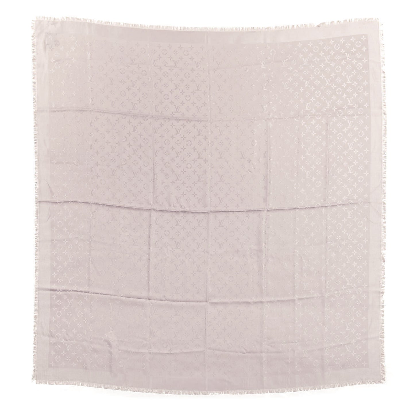 Silk Wool Monogram Shawl Greige