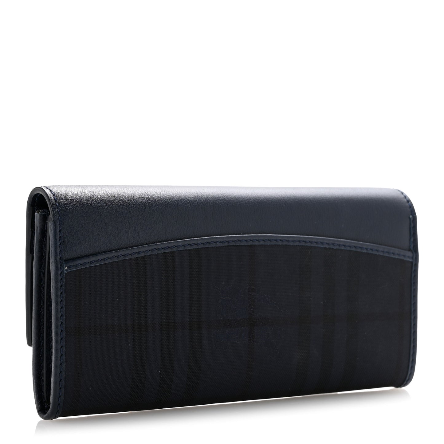 Overdyed Calfskin Horseferry Check Porter Continental Wallet Blue Carbon