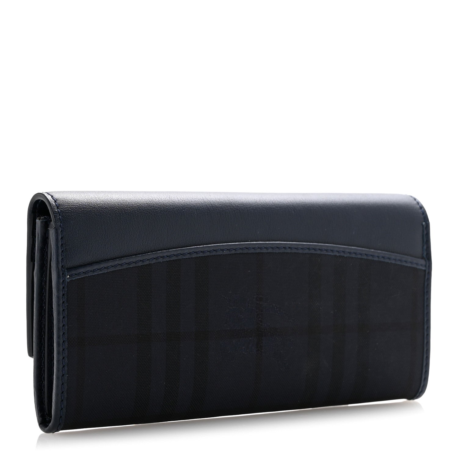 Burberry Overdyed Calfskin Horseferry Check Porter Continental Wallet Blue Carbon 3 of 9