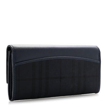 Burberry Overdyed Calfskin Horseferry Check Porter Continental Wallet Blue Carbon 3 of 9