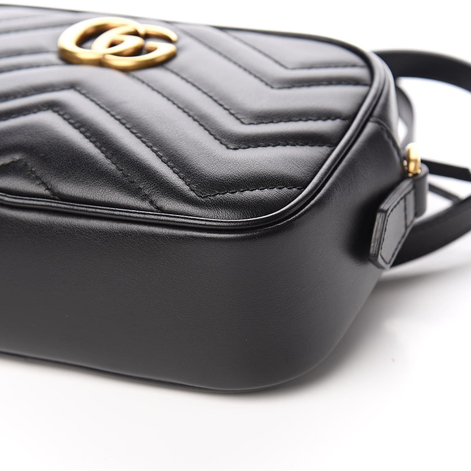 Gucci Calfskin Matelasse Mini GG Marmont Chain Shoulder Bag Black 9 of 10
