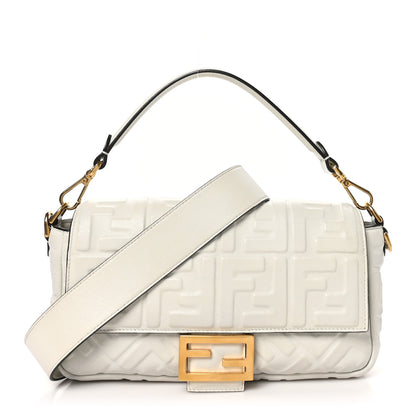 Fendi Nappa FF 1974 Embossed Baguette White 1 of 10