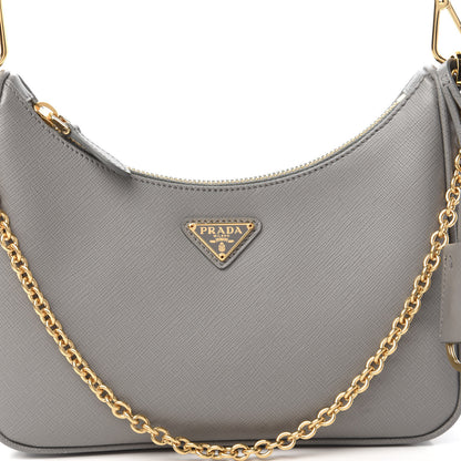 Prada Saffiano Re-Edition 2005 Shoulder Bag Marmo 9 of 10
