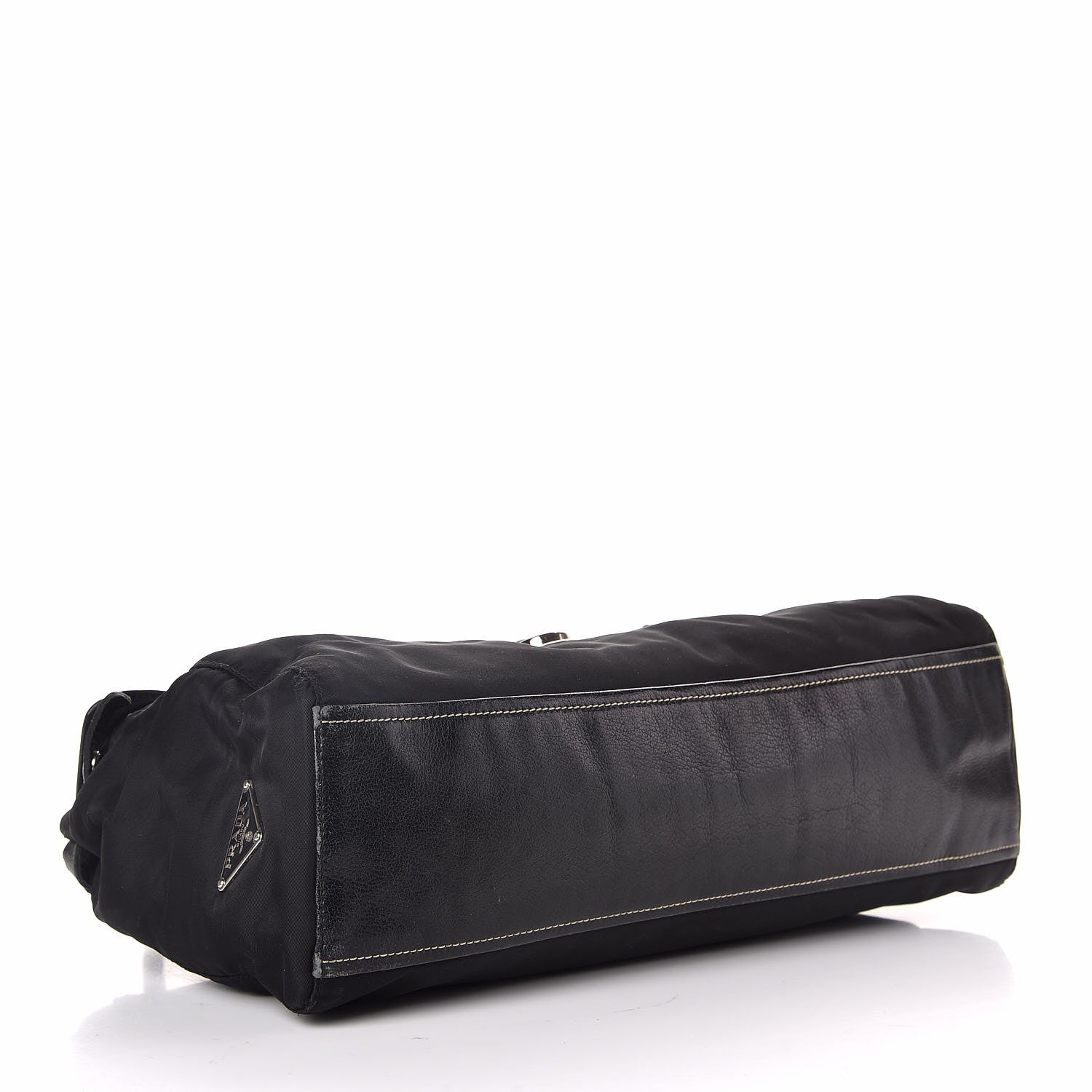 Prada Buffalo Tessuto Foldover Pushlock Satchel Black 4 of 6
