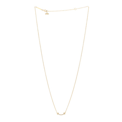 Tiffany 18K Yellow Gold Diamond Mini T Smile Pendant Necklace 3 of 4