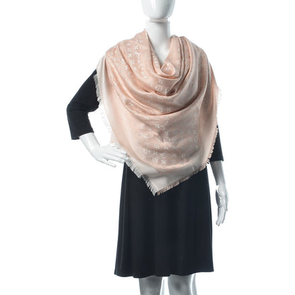 Louis Vuitton Silk Wool Monogram Shine Shawl Natural 2 of 3