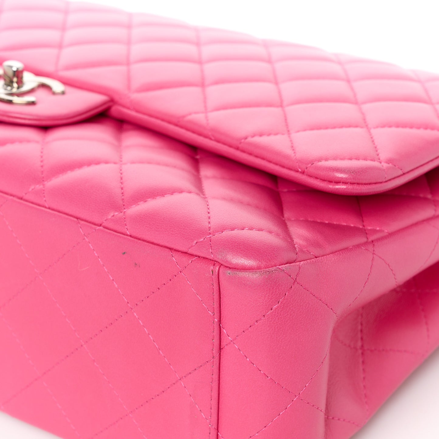 Lambskin Quilted Maxi Double Flap Fuchsia