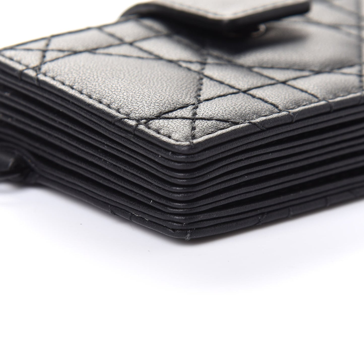 Ultra Matte Calfskin Cannage Lady Dior 5-Gusset Card Holder Black