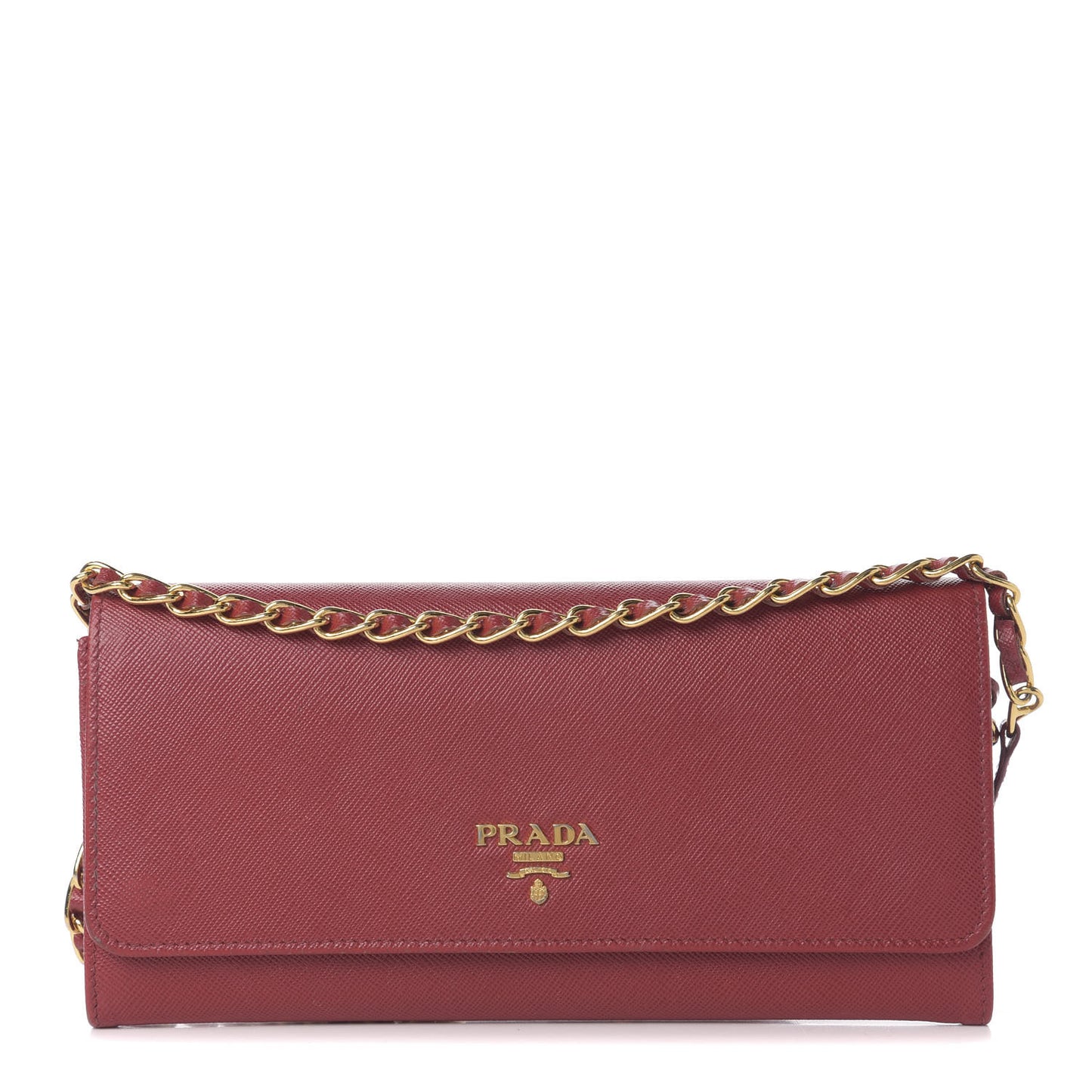 Saffiano Metal Oro Chain Wallet Fuoco