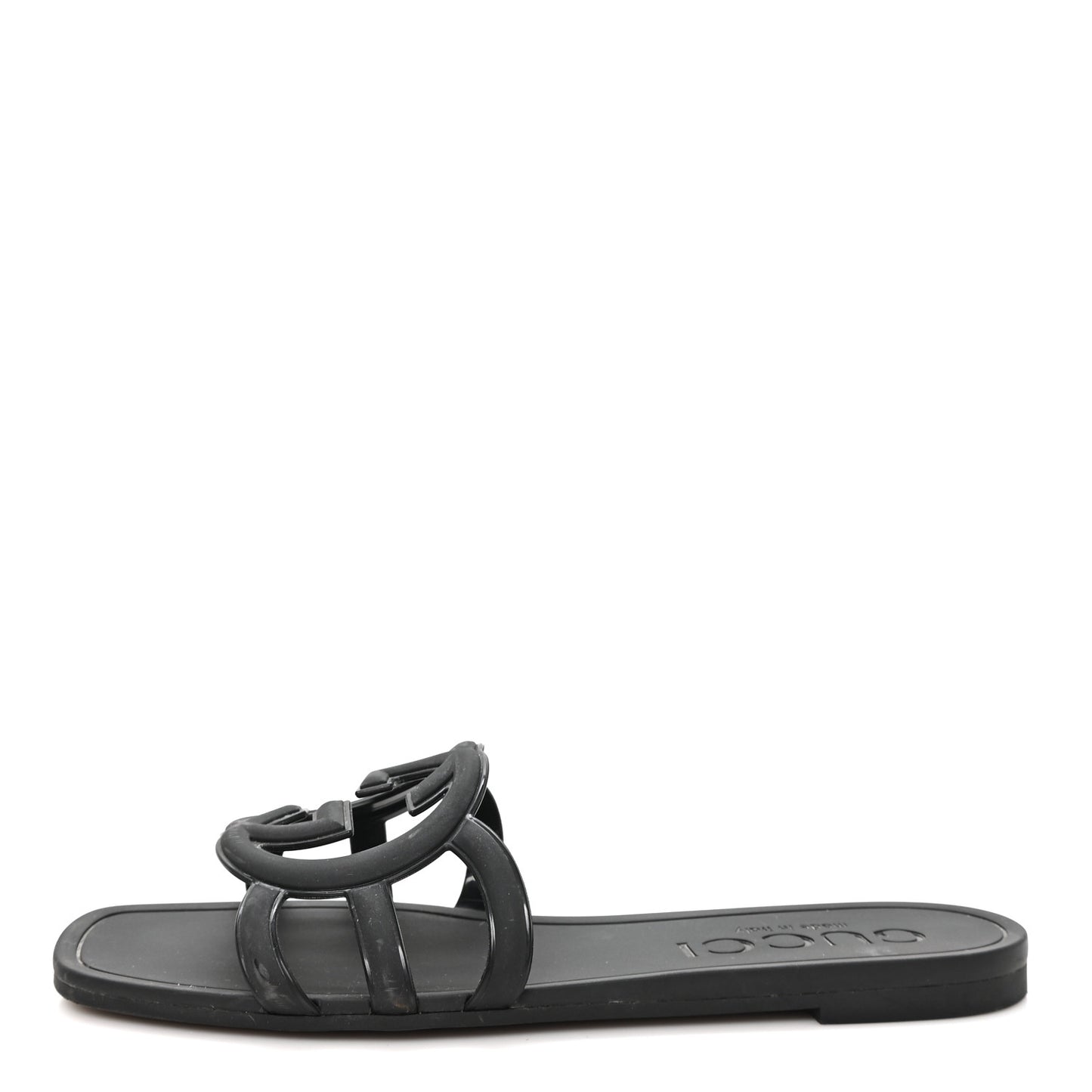 Rubber Womens Interlocking G Slide Sandals  36 Black