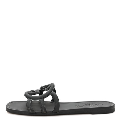 Gucci Rubber Womens Interlocking G Slide Sandals  36 Black 1 of 9