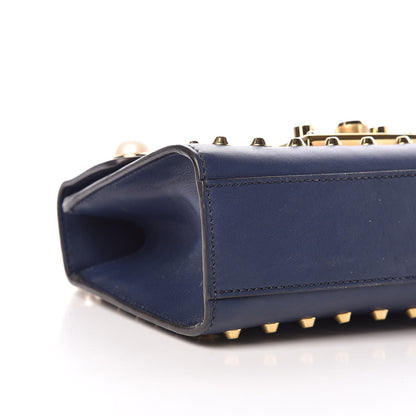 Gucci Calfskin Studded Small Padlock Shoulder Bag Blue Agata 5 of 10
