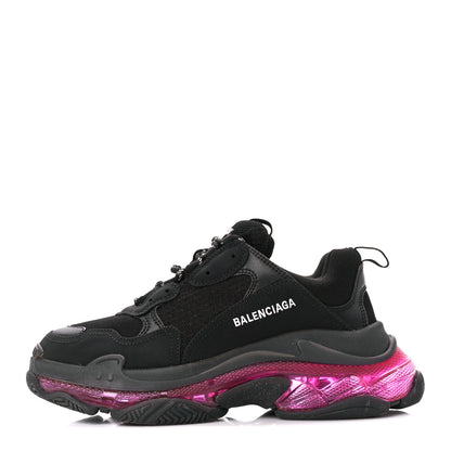 Balenciaga Fabric Mesh Clear Sole Mens Triple S Sneakers 42 Black Pink Neon 1 of 8