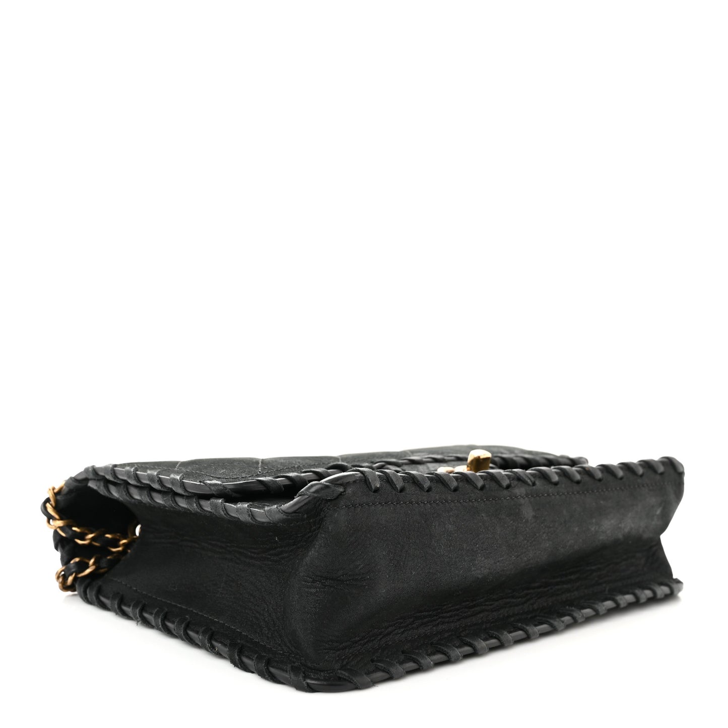 Iridescent Calfskin Small Happy Stitch Flap Black