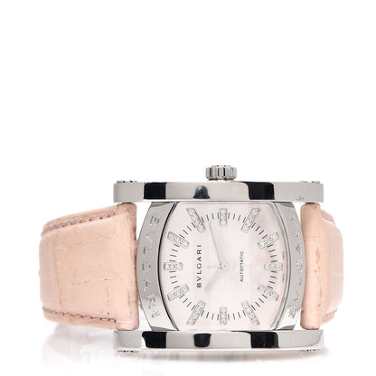 Bulgari Stainless Steel Alligator Diamond Mother of Pearl 35mm Assioma Quartz Watch 2 of 4