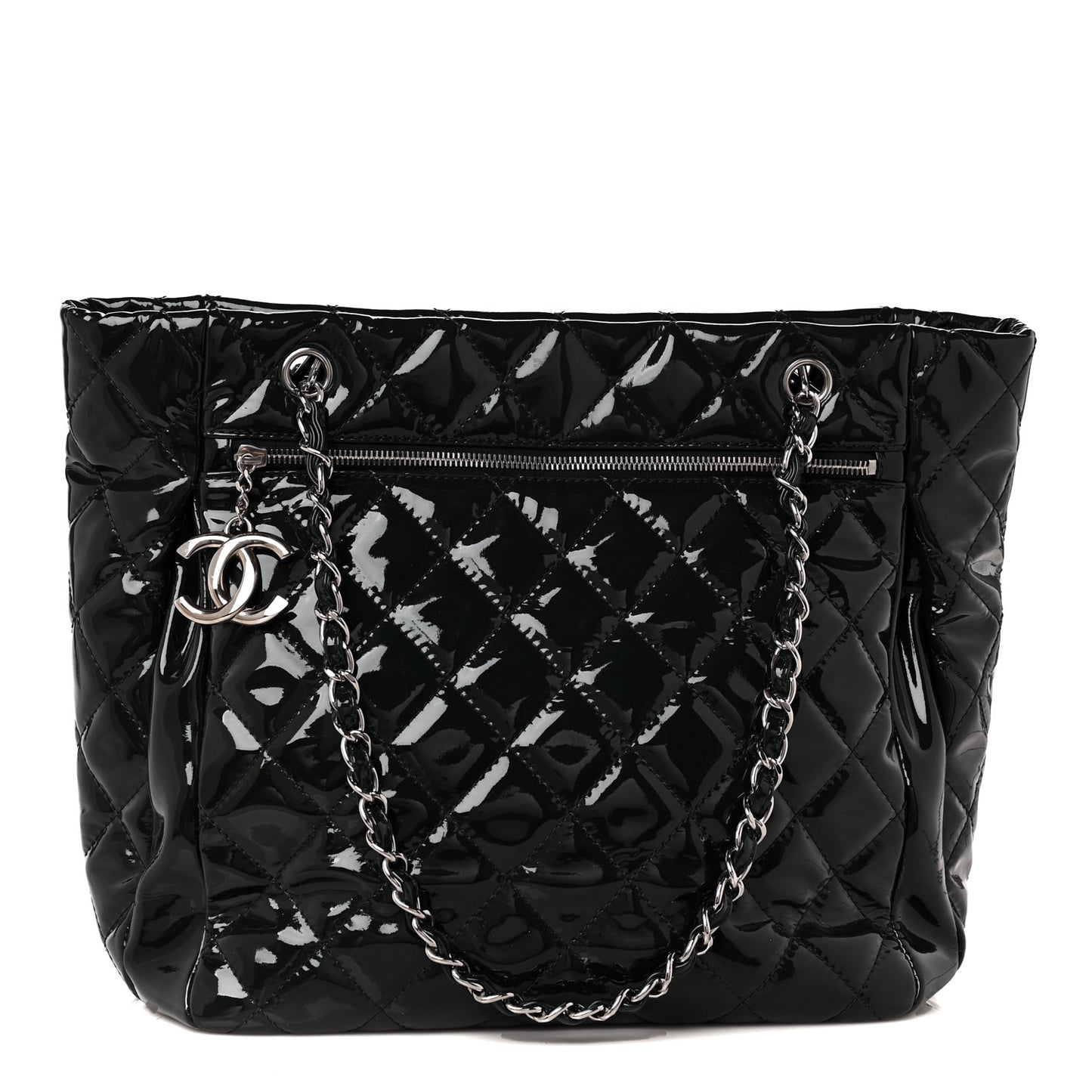Patent Quilted Chic and Glitter Large Tote Black