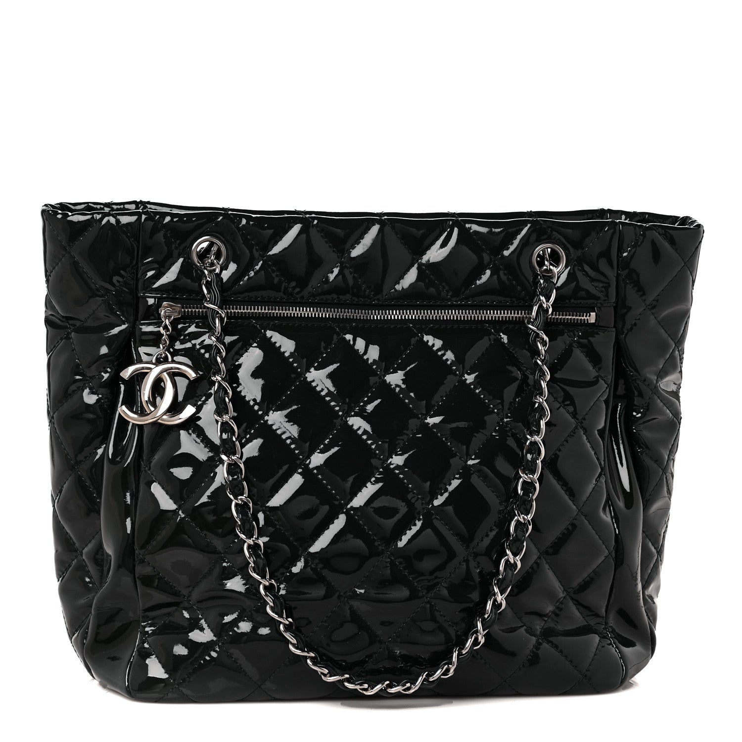 Chanel Patent Quilted Chic and Glitter Large Tote Black 1 of 10