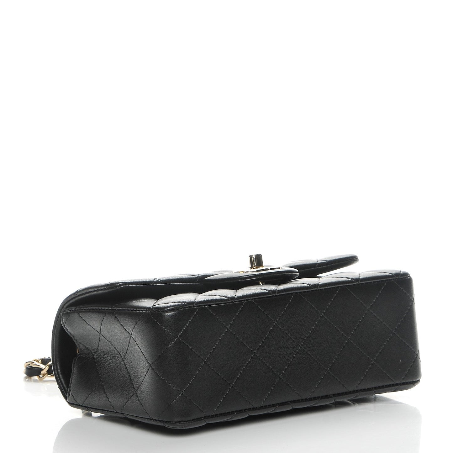 Lambskin Quilted Mini Rectangular Flap Black