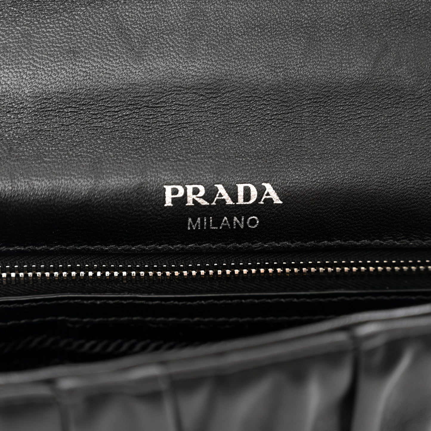 Nappa Gaufre Small Chain Flap Shoulder Bag Black