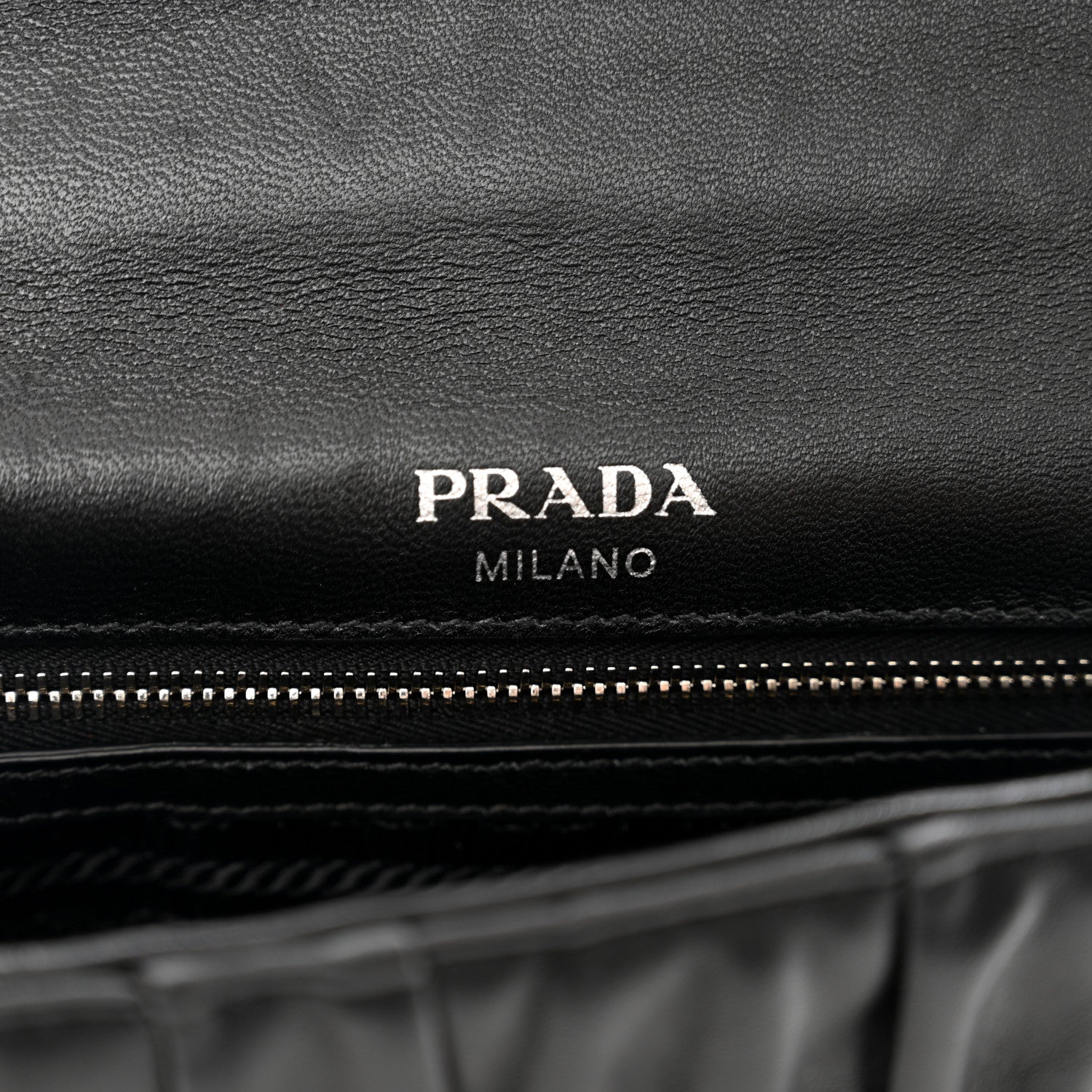 Prada Nappa Gaufre Small Chain Flap Shoulder Bag Black 6 of 9