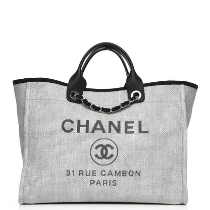Chanel Canvas Large Deauville Tote Grey 1 of 8