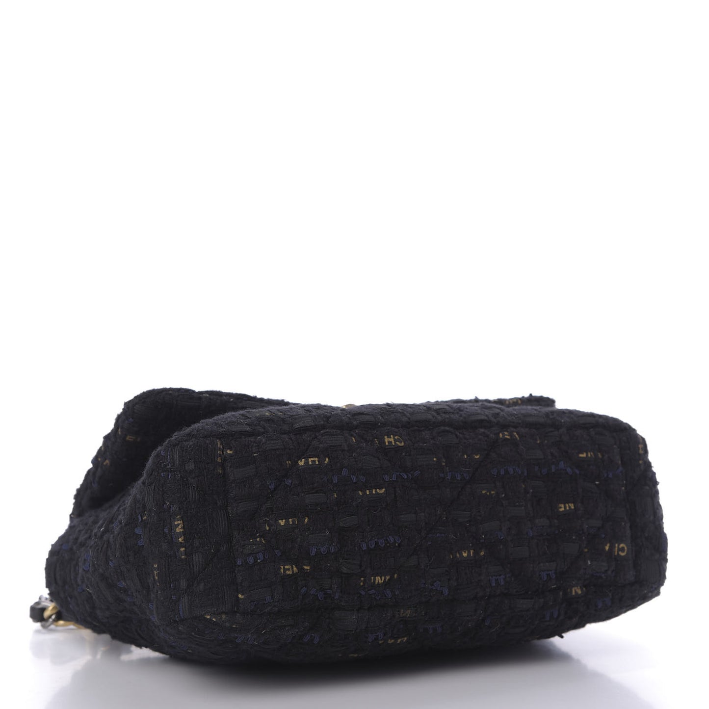 Tweed Quilted Large Chanel 19 Flap Black Navy Gold