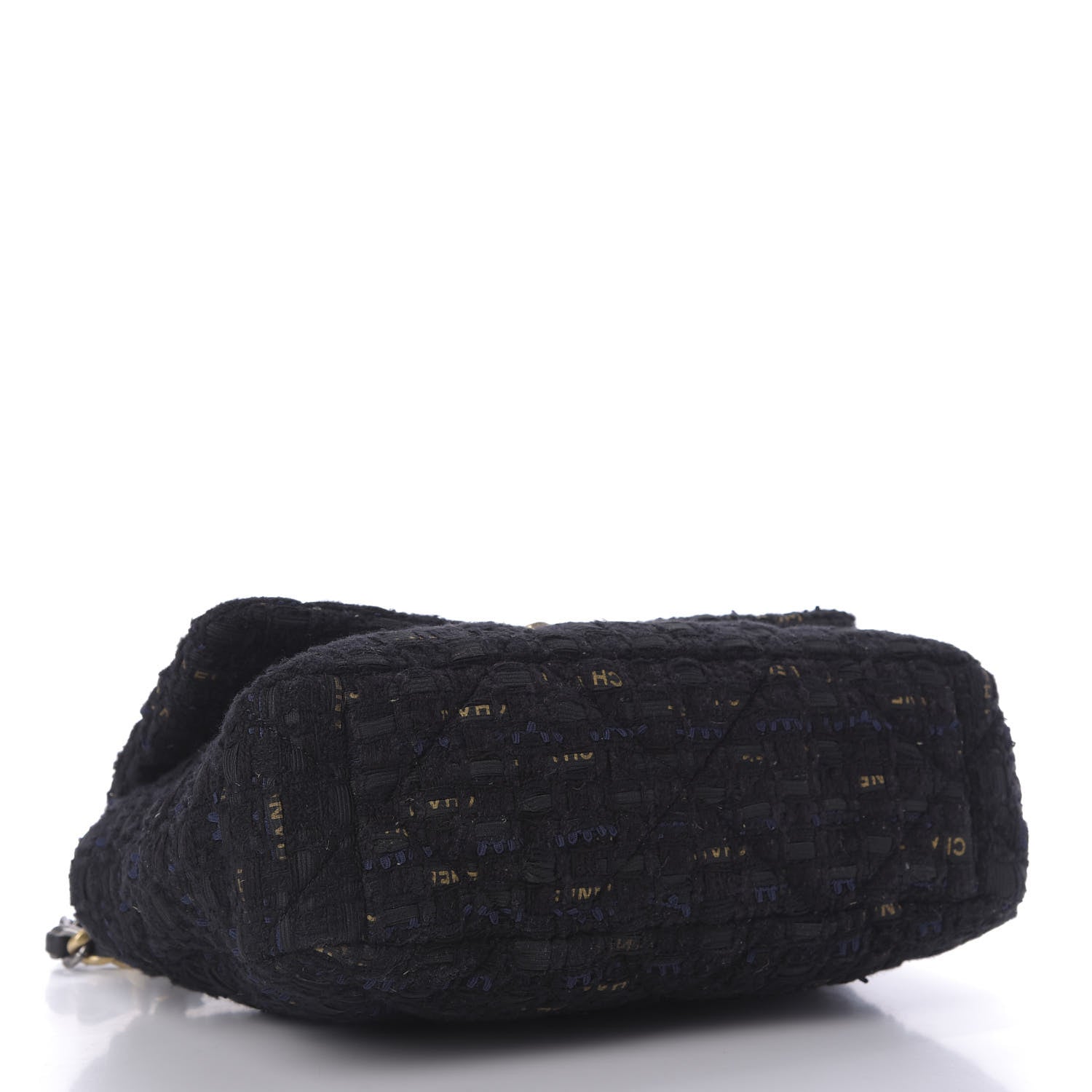 Chanel Tweed Quilted Large Chanel 19 Flap Black Navy Gold 4 of 9