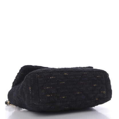 Chanel Tweed Quilted Large Chanel 19 Flap Black Navy Gold 4 of 9