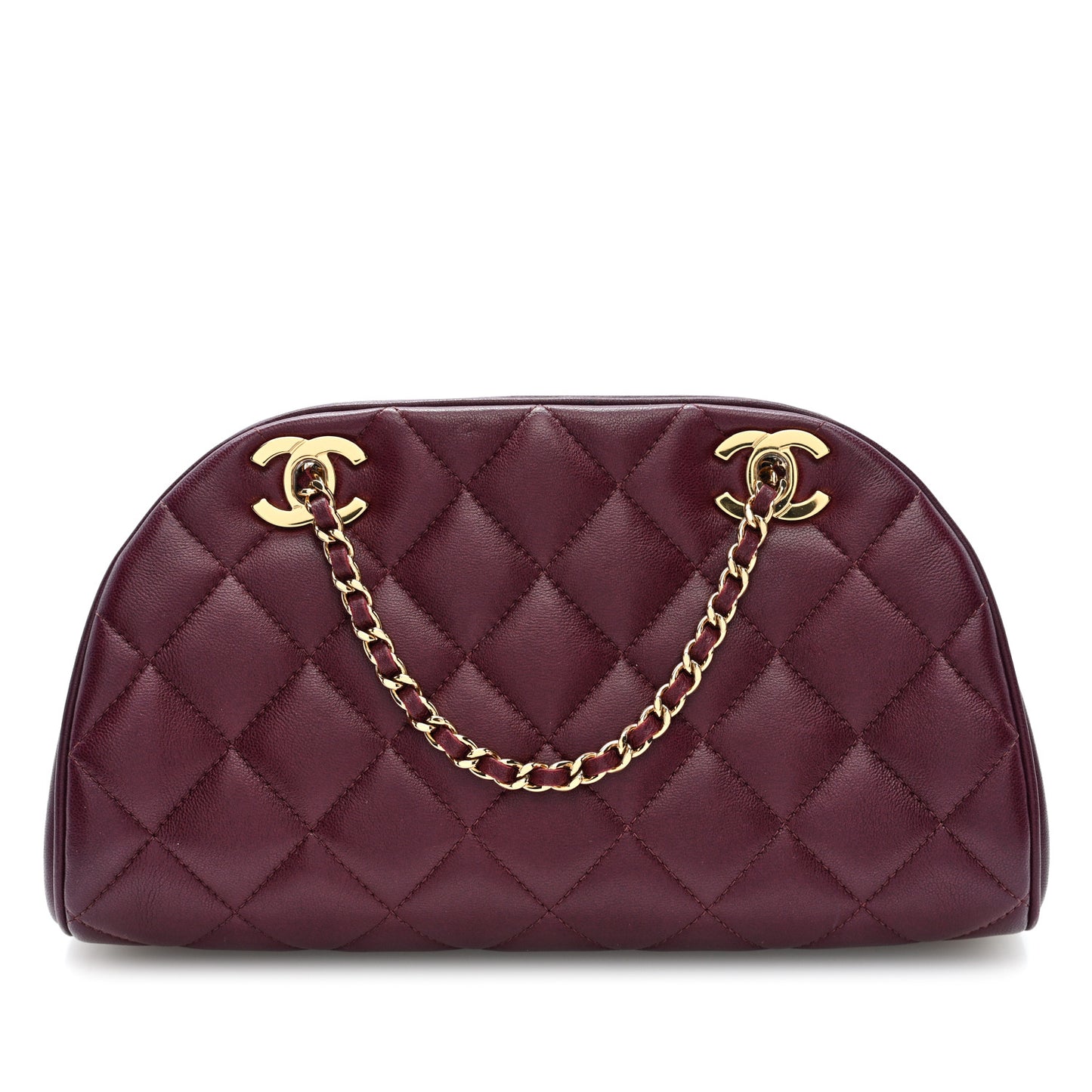 Lambskin Quilted CC Clutch With Chain Burgundy