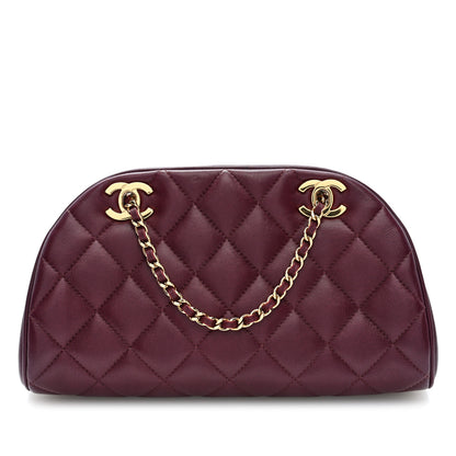 Chanel Lambskin Quilted CC Clutch With Chain Burgundy 1 of 10