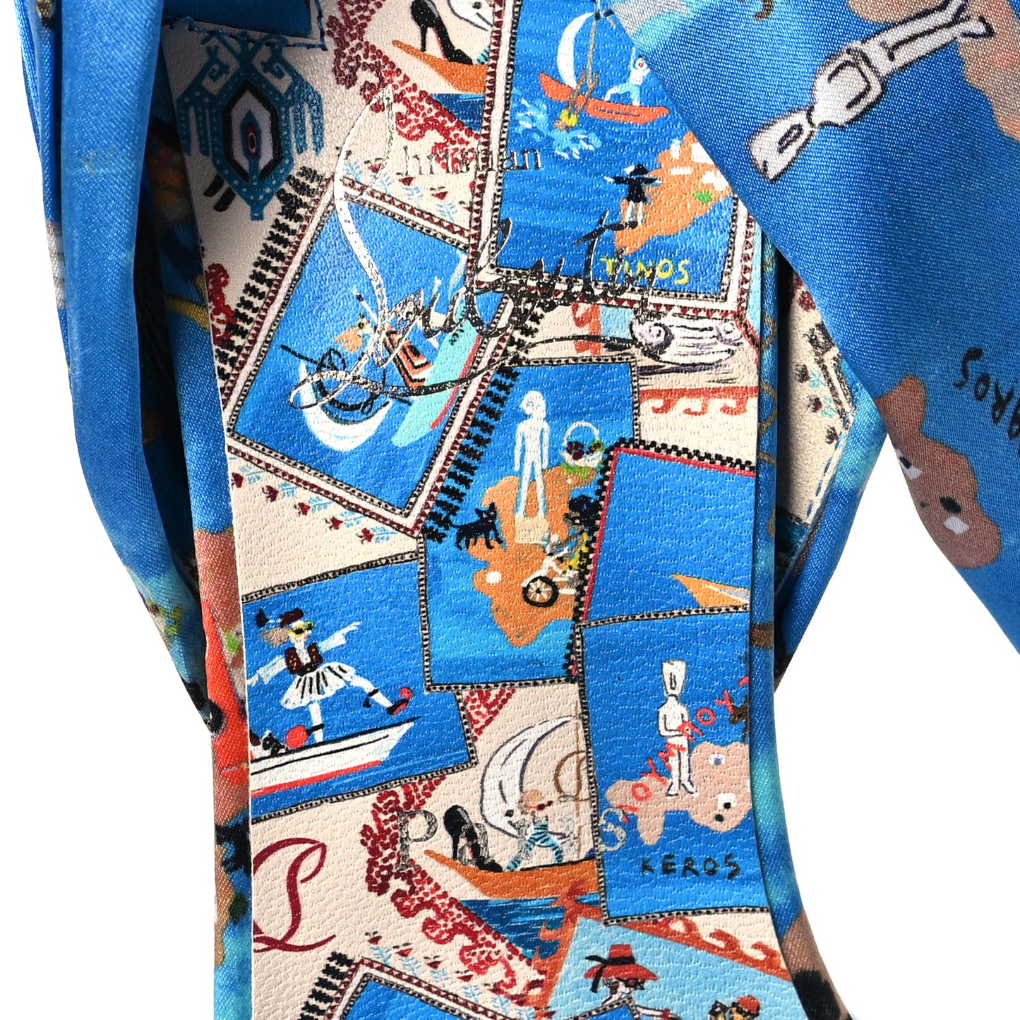 Crepe Satin Greekaba Du Desert 110 Sandal 40 Blue Multicolor