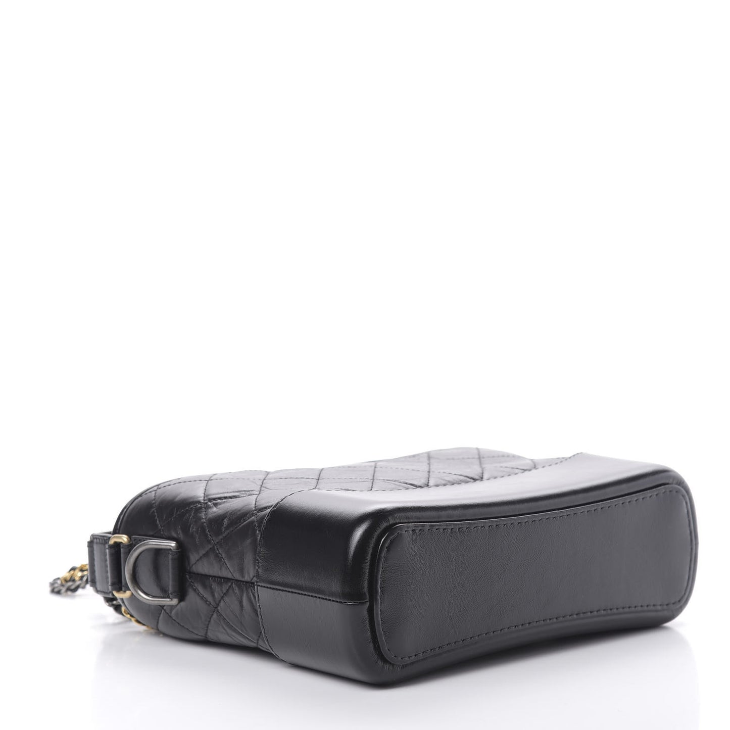 Aged Smooth Calfskin Quilted Medium Gabrielle Logo Hobo Black