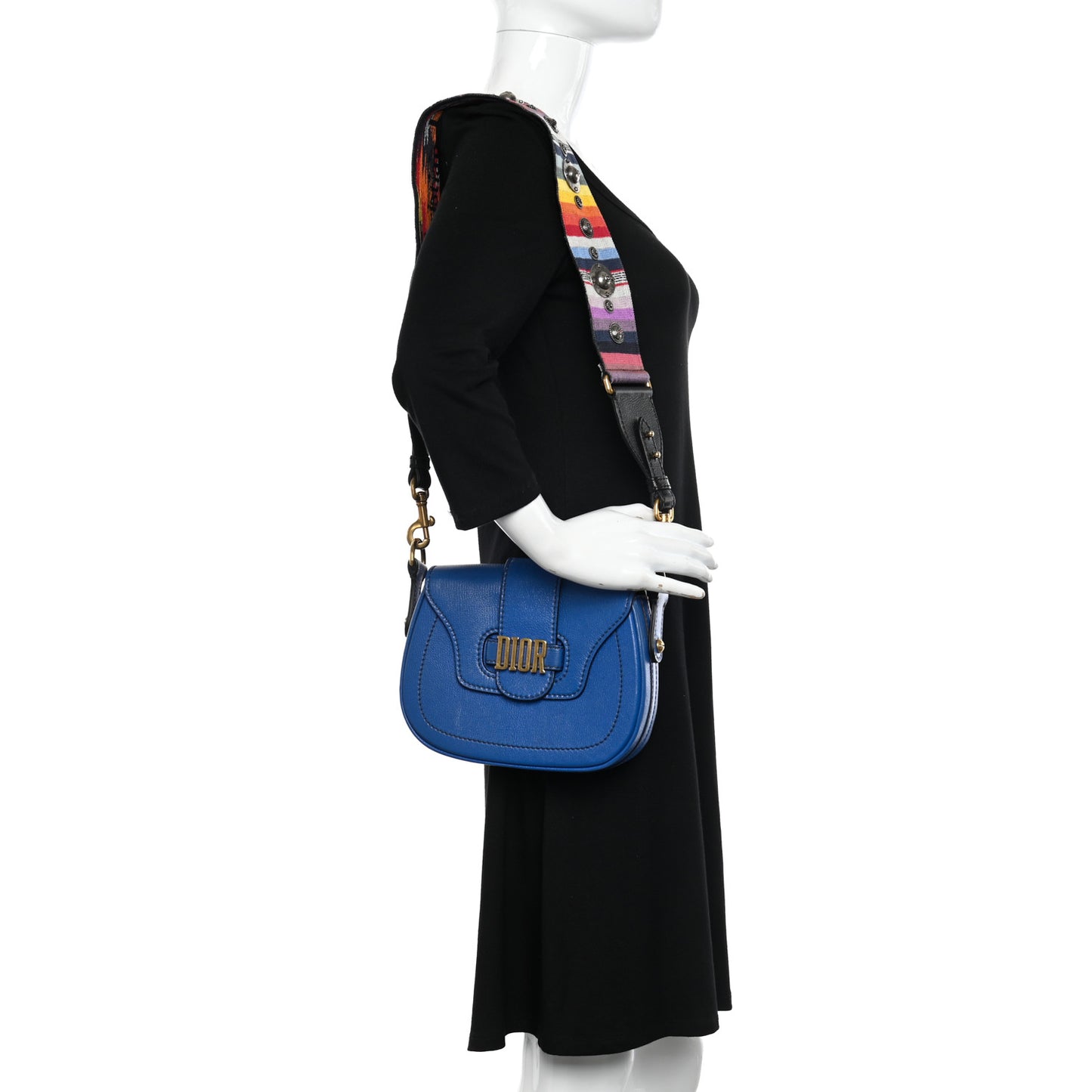 Calfskin D Fence Bohemian Saddle Bag Blue