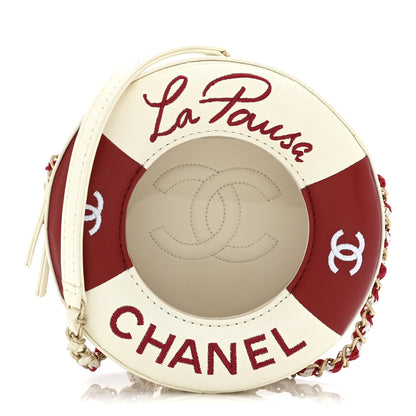 Chanel Lambskin Coco Lifesaver Round Bag Red White 1 of 11