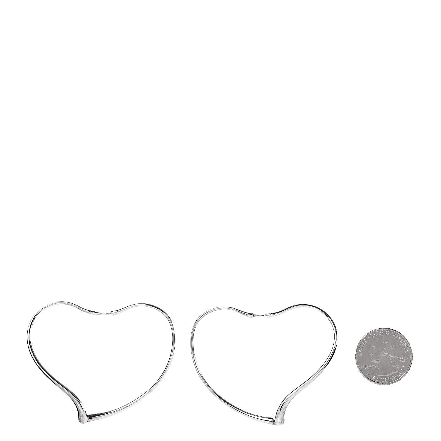 Tiffany Sterling Silver Large Elsa Peretti Open Heart Hoop Earrings 2 of 4