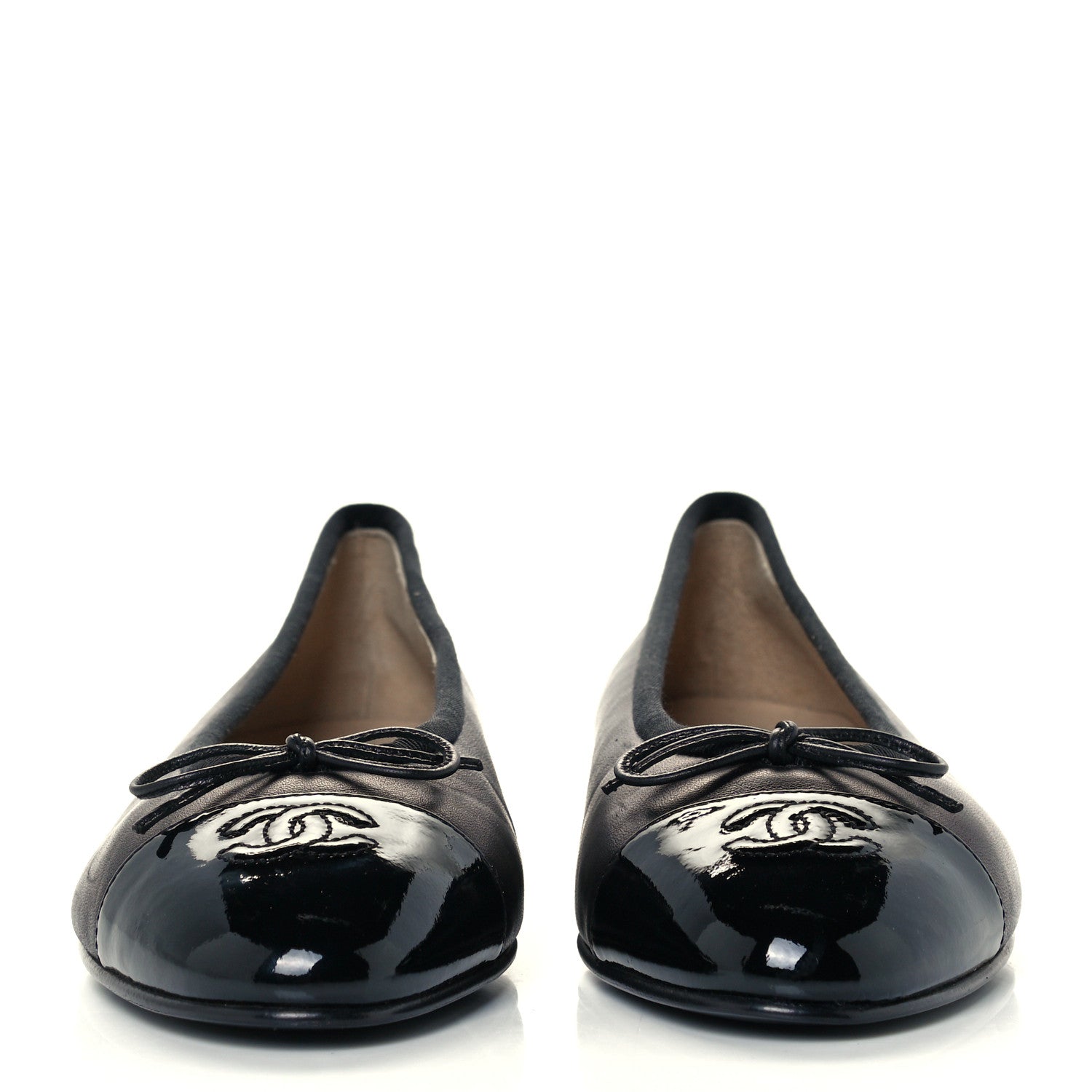 Chanel Lambskin Patent Cap Toe Ballerina Flats 40 Black 3 of 10
