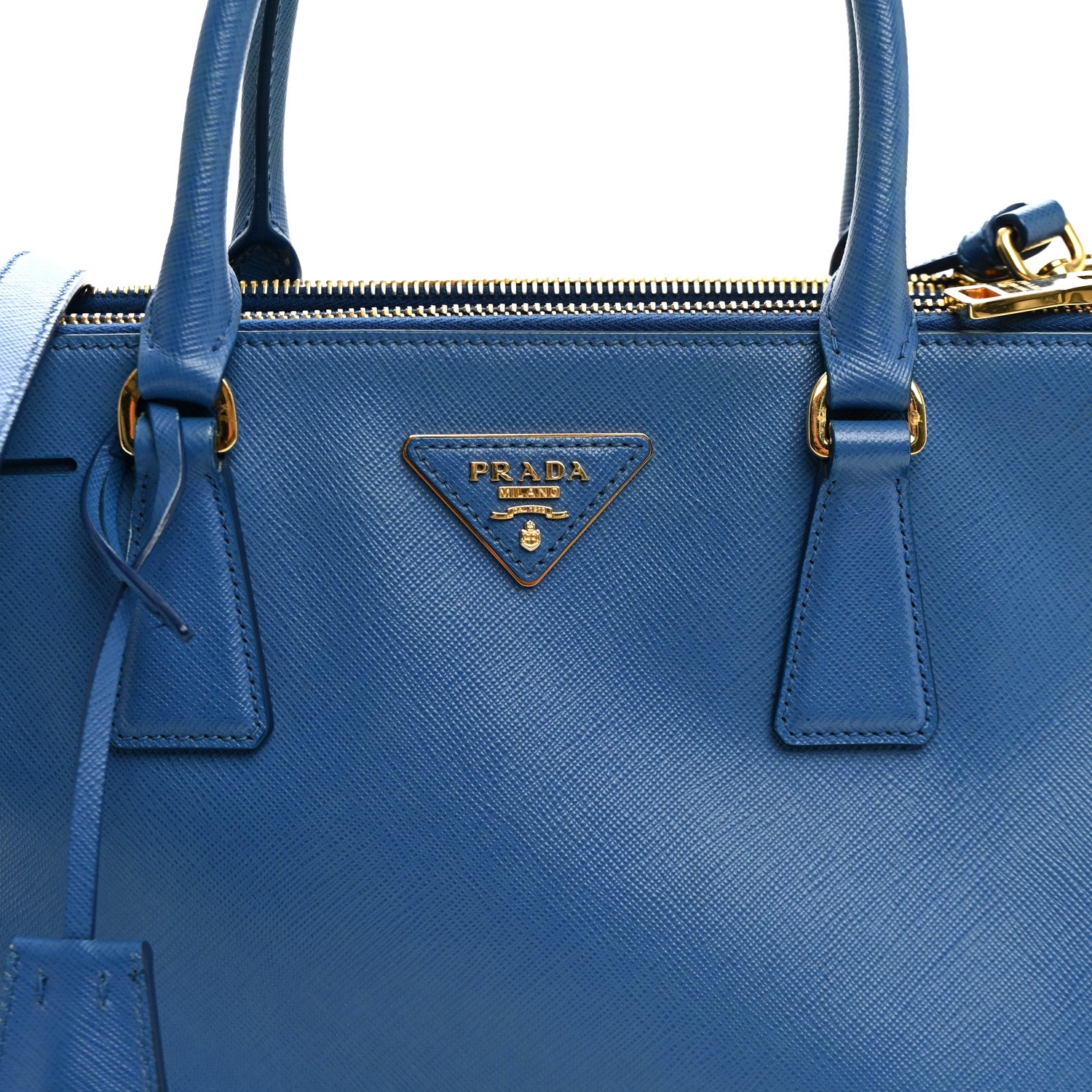 Prada Saffiano Small Galleria Double Zip Tote Azzurro 8 of 13