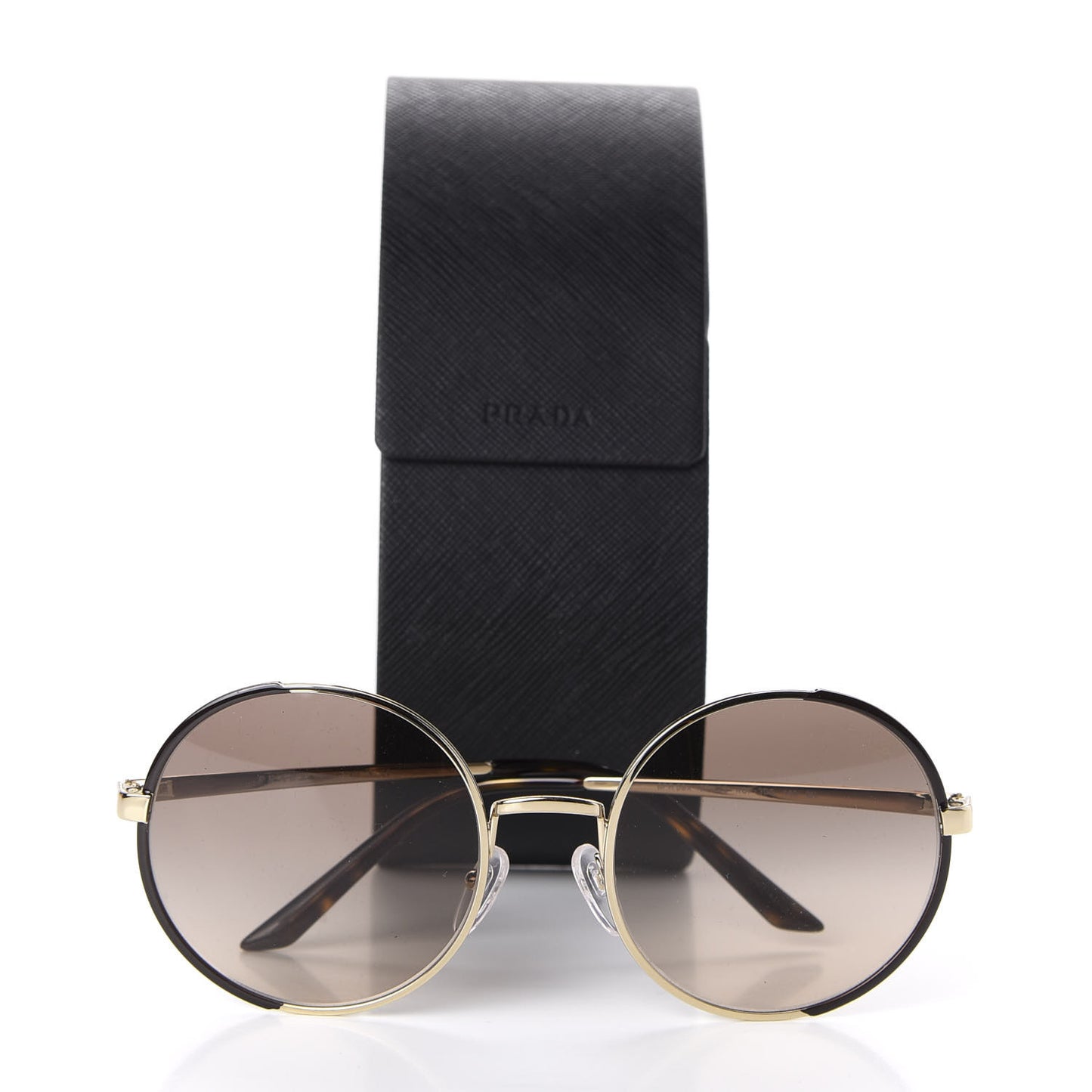 Metal Enamel Oversized Round Sunglasses SPR59X Tortoise Gold